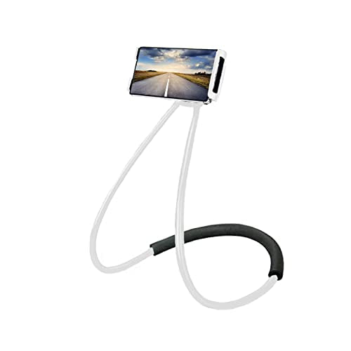 Chapter Seven Universal Smart Mobile Phone Stand,Hanging on Neck Cell Phone Mount Holder, Flexible Lazy Bracket DIY Free Rotating for Multiple Functions (White) - color: White