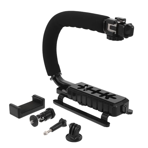 Zerodeko Handheld Camera Stabilizer Grip with Phone Clamp and U-Shaped Cold Shoe Mount for Filmmaking and Video Recording, Compatible with Smartphones and Camcorders