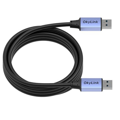 OkyLink USB 3.0/3.2 Gen 1 Data Cable A to A, Male to Male 5Gbps, 10ft | 3M, Aluminum Housing, for Label Printer and Office Equipment - color: USB3.0(5Gbps), size: 10ft (3m)