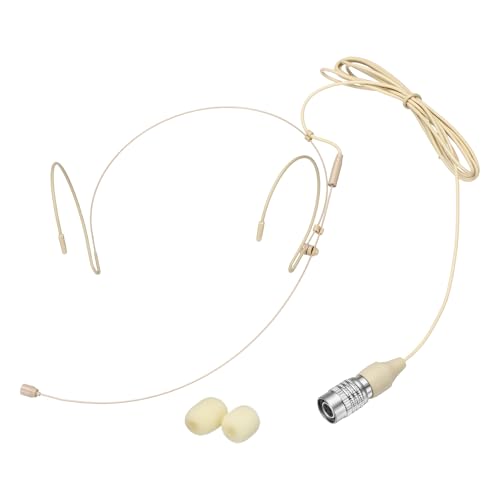 MECCANIXITY Ear Hook Headset Microphone, Double Over Ear Set Hanging Omnidirectional Wired Audio Condenser Microphone Headset with Audio Technical Type Plug 3.9ft Cable, Beige - color: Beige, style: Audio-Technical Type Plug