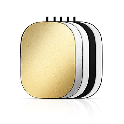 Godox 59″x79″/150x200cm Collapsible Photography Light Reflector, 5-in-1 Oval Multi Disc Diffuser with Carrying Bag - Gold, Silver, Black, White, Translucent for Video Studio Outdoor Lighting - size: 59″x79″/150x200cm