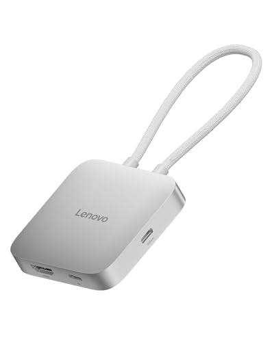 Lenovo USB-C 5-in-1 Travel Hub, 90W Power Delivery, 4K 60Hz HDMI, Dual USB-C and USB-A Ports, Plug and Play, Compact, Silver Grey