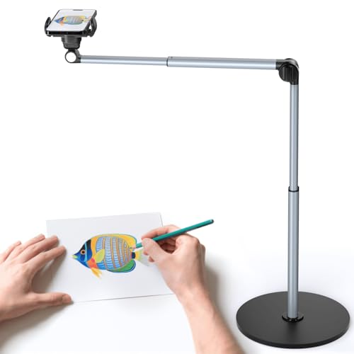 Heavy Duty Aluminum Overhead Phone Stand for Recording, Adjustable iPhone Tripod for Overhead Shots, Sturdy Stand for Cooking, Crafting, Filming, Painting – Perfect for Creators（Clip） - style: Clip