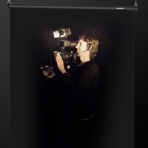 RAUBAY Retractable Pull Down Black Screen Backdrop - 59.8" x 86.6" Collapsible Wall-Mount Background for Professional Video Production, Photography, TikTok and Video Conferencing - color: Black, size: Standard(59.8 x 86.6in)
