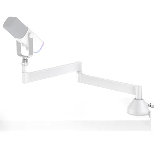 InnoGear Low Profile Mic Arm, 360° Rotatable Microphone Arm Stand Foldable Desk Mic Boom Arm for Fifine AM8 K669B Blue Yeti HyperX QuadCast SoloCast AT2020 and Other Mics, White - color: White, style: 2-Axis Arm