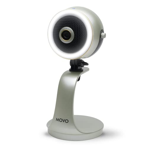 Movo WebMic HD Pro All-in-One Webcam with Mic and Ring Light in Silver- 1080p HD Camera, Pro Cardioid Condenser Microphone, LED Ring Light -HD Webcam for Streaming, Video Calls, Recording, Gaming - color: Palladian Silver