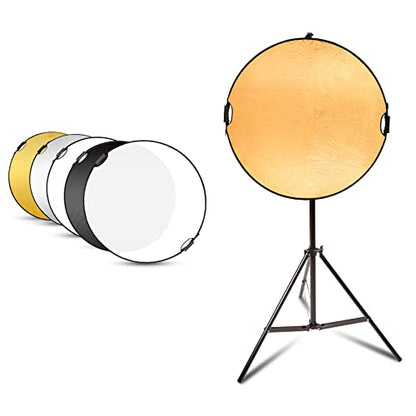Selens Handle Round Reflector Stand Kit for Photography, 32" 5-in-1 Collapsible Lighting With 6.5ft Light Stand, Carry Bag and Clamp for Portrait Studio Shoot - size: 32in Reflector Stand Kit