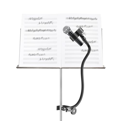 18.9" Gooseneck Microphone Stand, Flexible Adjustable Mic Arm with Super Clamp and Mic Clip, 3/8" to 5/8" Adapter, Microphone Mount Compatible with Shure/Fifine/AT2020/Pyle/Blue Snowball/Razer