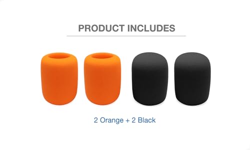 4-Pack Foam Mic Cover Compatible with Sennheiser E835 E835-S E845 E845-S E935 E965 E935 E945 XS-1 SE ELECTRONICS V7 Dynamic Microphone, Windscreen Pop Filter, Black Orange