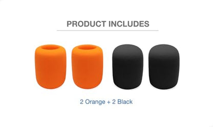4-Pack Foam Mic Cover Compatible with Sennheiser E835 E835-S E845 E845-S E935 E965 E935 E945 XS-1 SE ELECTRONICS V7 Dynamic Microphone, Windscreen Pop Filter, Black Orange