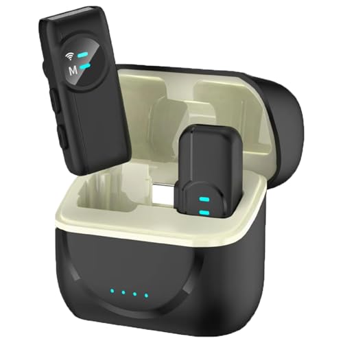 Wireless Lavalier Microphone for iPhone: iPad Android, AI Noise Reduction Clip-on Mic with Charging Case, 70FT Long Range, 30H Battery, for YouTube Tiktok Live Streaming Interview Recording