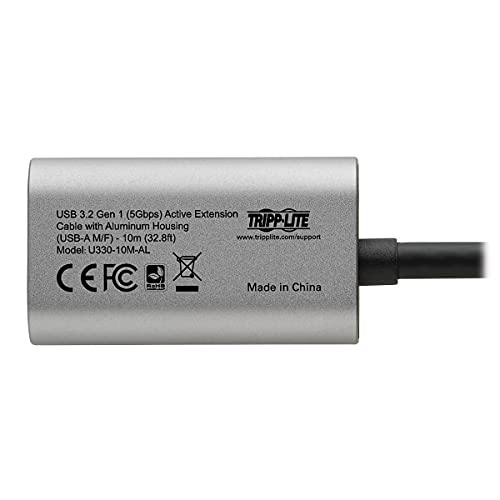 Tripp Lite USB-A Active Extension Repeater Cable 3.2 Gen 1 Aluminum M/F 10M (U330-10M-AL)