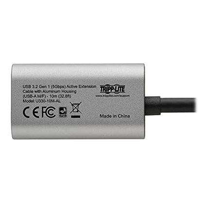 Tripp Lite USB-A Active Extension Repeater Cable 3.2 Gen 1 Aluminum M/F 10M (U330-10M-AL)