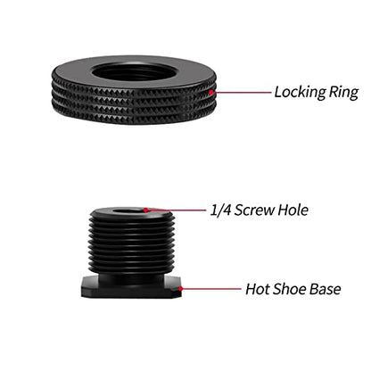 1/4" Female to Hot Shoe Adapter - 2 Packs, Hot Shoe Mount Adapter with 1/4" Male Screw Adapter for Magic Arm, Monitor, Video Light
