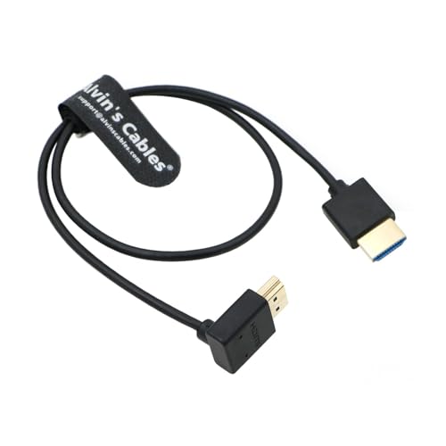 Alvin's Cables 8K HDMI 2.1 Cable High Speed Thin Straight HDMI to Up Angle HDMI for Atomos Ninja V Monitor, Z CAM E2, Sony FS5| FS7| A7S3 Cameras 19.7inches|50CM - color: Straight to Up Angle, size: 19.7in/50cm