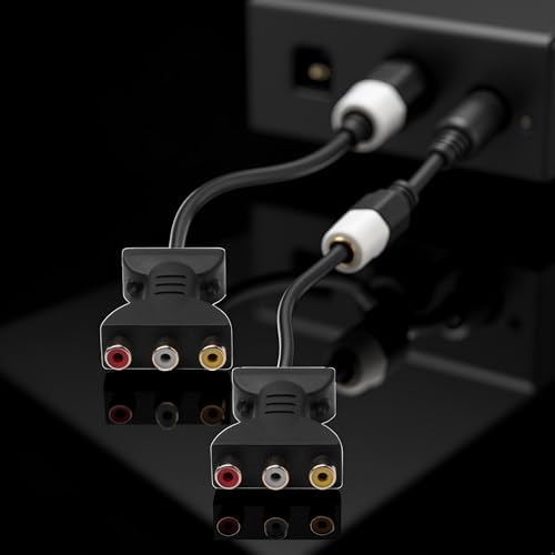 2Pcs Black HDMI to 3-RCA AV Converter | Male to Female Adapter for TV, DVD and Home Audio | Plug-and-Play HDMI to RCA Solution