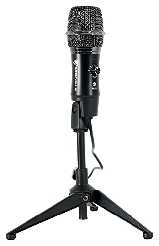 ROCKVILLE A-Stream Live Streaming USB Microphone w Gain+Mute Control+Stand+Cable | Desktop Stand, USB Cable, Plug and Play, Windows/Mac, 14mm Cartridge, Omni-Directional, 20Hz-20kHz