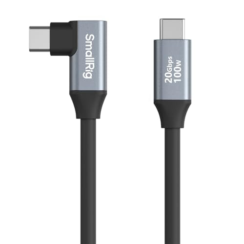 SMALLRIG USB C to USB C Data Cable 1.15ft/ 35cm/ 13.8" (Straight to Angled), Type C 3.2 Gen 2x2 Cable 20Gbps High Speed Data Transfer, Support PD 100W Fast Charging, for iPhone and Cameras etc - 4790 - size: 1.15FT, style: Straight to Angled