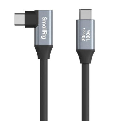 SMALLRIG USB C to USB C Data Cable 1.97ft/ 60cm (Straight to Angled) | USB-C to USB-C 3.2 Gen 2x2 cable, straight to angled, 20Gbps data transfer, 100W fast charging, for iPhone and cameras. - size: 1.97FT, style: Straight to Angled