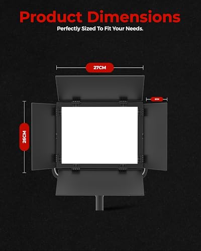 REFLEX CAMERA RGB LED Video Light Panel 3200K–5600K Bi-Color Dimmable with App & Remote Control – Studio Light for Photography, YouTube, Filmmaking, Adjustable Hue Saturation Barn Doors