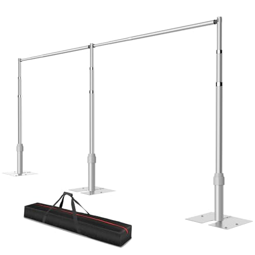 Pipe and Drape Backdrop Stand, 8.9x20ft Heavy Duty Adjustable Background Frame with Metal Base, Back Drop Holder for Parties Photography Wedding Photoshoot Decoration - color: Silver, size: 8.9x20ft