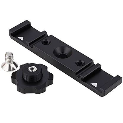Dual Cold Shoe Mount Bracket,Dual Hot Shoe Extension Bar,Dual Cold Shoe Mount Plate Adapter,Cable Slot Bayonet/1/4 Thread Holes for Microphone, Camera, Light, Reflector Panel, Teleprompte Monitor