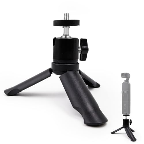 Mini Travel Tripod for DJI Osmo Pocket 3 & 2, 1/4"-20 Threaded Foldable Tabletop Stand with 360° Tripod Head, Compatible with Osmo Pocket 3 & 2, Cameras & Smartphones