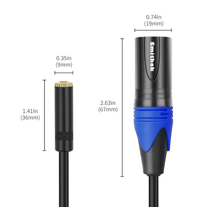 Smithok 2-Pack 3.5mm to XLR,Balanced 3.5mm 1/8 inch Female Stereo TRS Mini Jack to 3-Pin XLR Male Audio Converter Adapter Cable - 1feet(30cm)