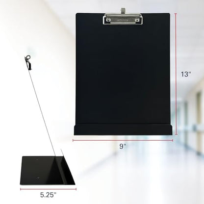 Saunders Free Standing Clipboard and Tablet Stand, Black Letter Size Paper Organizer with Steel Clip for Office, School & Work - Clip Board Paper Stand Holds Documents, Tablets & Phones - Made in USA