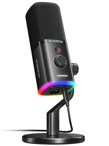 MAONO USB/XLR Podcasting Microphone for PC, Gaming Streaming Dynamic Mic with Mute Button, RGB, Desktop Stand,Computer Mic for Video Studio Recording-PD100X,Black - color: Black, style: Desktop Stand Version