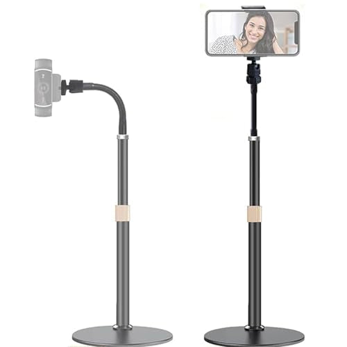 Webcam Stand Phone Holder [Extension-Type] Desktop Stand Flexible Gooseneck Video Stand Camera Mount for Cellphones, Logitech Webcam C922 C930e C920S C920 C615, Etc. (1/4" Threads)