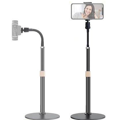 Webcam Stand Phone Holder [Extension-Type] Desktop Stand Flexible Gooseneck Video Stand Camera Mount for Cellphones, Logitech Webcam C922 C930e C920S C920 C615, Etc. (1/4" Threads)