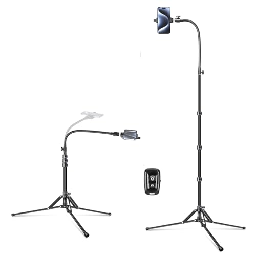elitehood 6.8 Feet Tall Phone Stand Tripod, Aluminum iPhone Tripod [Lightweight & Ultra Stable], Adjustable Phone Recording Stand Compatible with iPhone 15 Pro Max/15 Pro/14 13, Android Cell Phone - style: Lightweight Tripod