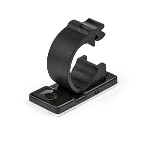 StarTech 100 Adhesive Cable Management Clips, Black, TAA, Sticky (CBMCC2) | Nylon Self Adhesive Clamp UL/94V-2 Fire Rated, Network/Ethernet/Office Desk/Computer Cord Organizer, Wire Holders - size: Medium | 0.47 in. max. diameter