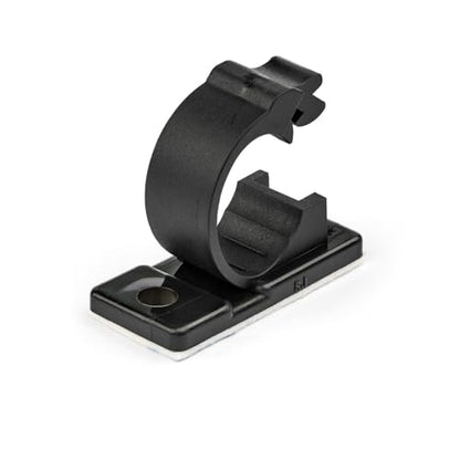 StarTech 100 Adhesive Cable Management Clips, Black, TAA, Sticky (CBMCC2) | Nylon Self Adhesive Clamp UL/94V-2 Fire Rated, Network/Ethernet/Office Desk/Computer Cord Organizer, Wire Holders - size: Medium | 0.47 in. max. diameter