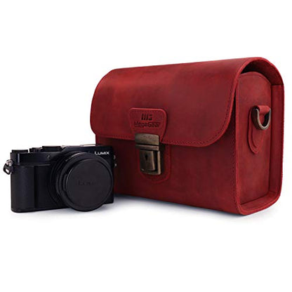 MegaGear Pebble Genuine Leather Camera Messenger Bag for Mirrorless, Instant and DSLR Cameras - color: Maroon