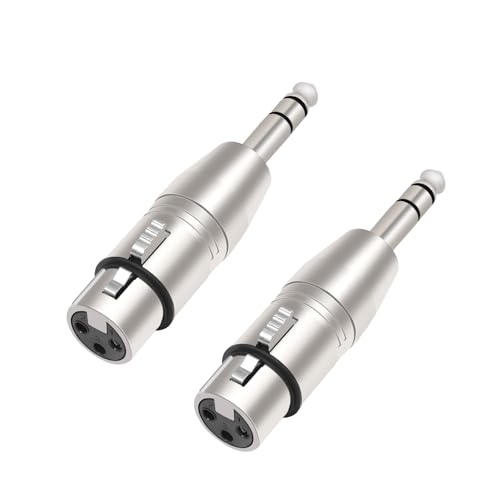 XLR Female to 1/4" TRS Adapter, 2-Pack, Balanced 6.35mm Male to XLR Female Connector for Microphone, Audio Interface, Mixer, Studio Equipment, Professional Audio Cable - color: XLR F TO 1/4" TRS