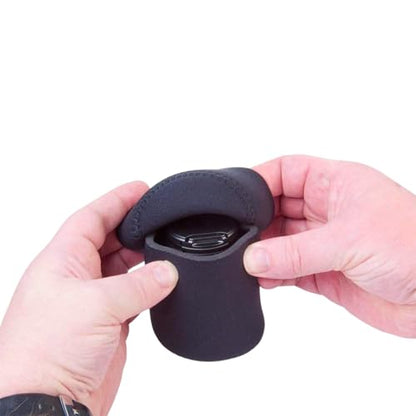 OP/TECH USA Fold-Over Neoprene Lens Pouch – Camera Lens Case for safe Lens Cover storage, Great for Photography & outdoor shoot, Keeps your Lens secure with No-Lose Lid-254 (Black) - Made in USA - size: 254