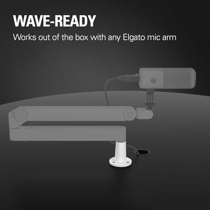 Elgato Wave Desk Plate White, Flange Mount for Mic Arms | Screw-in setup, No clamps or cutouts, Ultra-stable hold, Flush, seamless look, Fits wooden desks and tables - color: White