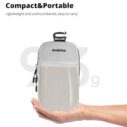 AMBITFUL Compact Sports Camera Bag, Shoulder Strap Storage Case, 3.94 x 1.57 x 7.09 inches, Compatible with Phones, Compact Cameras, Power Banks, Headphones, Black (Hang U1) (White) - color: White