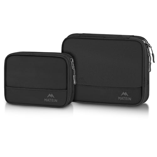MATEIN Charger Organizer Travel Case 2 Pack, Cable Bag Organizer for Tech Accessories, Water Resistant Cord Case for Work, Sturdy Cable Pouch for Crods, Phone, Powerbank, Gifts for Men, Black - color: Dark-Black, size: Small