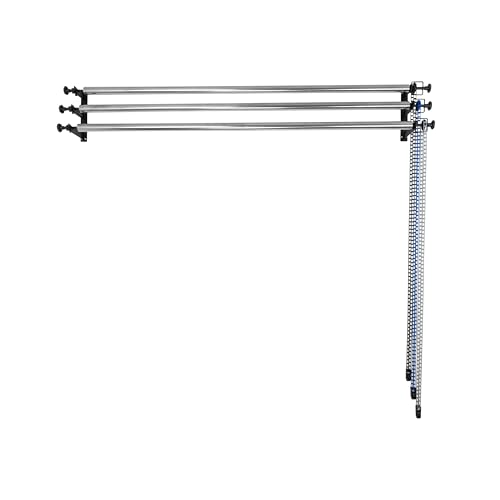Photography Backdrop Roller Support System with 3 Rollers, 120-Inch Stainless Steel Crossbars, Wall/Ceiling/Stand Mount, Grey Blue Black Chains - color: Grey/Blue/Black Plastic Chain+120inch Crossbars