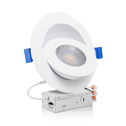 zouzai 6 Inch Gimbal LED Recessed Lights, White, 1 Pack, with Junction Box, 360°+ 90° Adjustable, 5CCT 2700K-5000K, Dimmable, Canless Eyeball Downlight, CRI90+, 1700LM 15W 120V, ETL - color: White-6 inch, size: 1 Pack