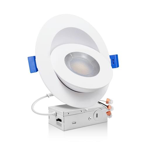 zouzai 6 Inch Gimbal LED Recessed Lights, White, 1 Pack, with Junction Box, 360°+ 90° Adjustable, 5CCT 2700K-5000K, Dimmable, Canless Eyeball Downlight, CRI90+, 1700LM 15W 120V, ETL - color: White-6 inch, size: 1 Pack