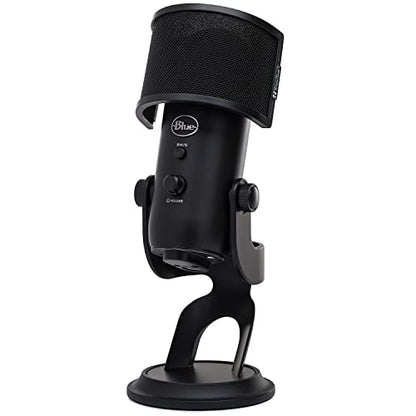 Blue Yeti USB Microphone, Blackout, with Knox Pop Filter (2 Items) | Blue Yeti USB Mic, Tri-Capsule, 4 Patterns, Gain and Mute, 3.5mm Zero-Latency Monitoring, Knox Pop Filter Included