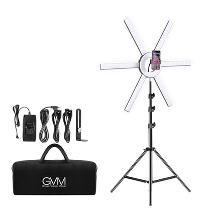 GVM Great Video Maker 600S LED Ring Light, 90W Dimmable Led Video Light Kit with Detachable Light Bars, Photography Lighting Led Video Lighting Kit for Live Broadcast, YouTube, CRI 97+ 3200K-5600K