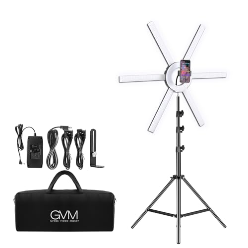 GVM Great Video Maker 600S LED Ring Light, 90W Dimmable Led Video Light Kit with Detachable Light Bars, Photography Lighting Led Video Lighting Kit for Live Broadcast, YouTube, CRI 97+ 3200K-5600K