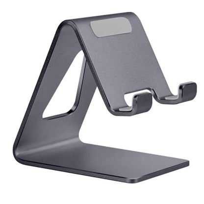 Aoviho Cell Phone Stand Desk Phone Holder - Aluminum Mobile Phone Cradle Dock for iPhone 15 14 13 12 pro 11 X Xs max 8 7 6 6s Plus SE 5 Samsung All Smart Phones, Dark Gray - color: Dark Gray
