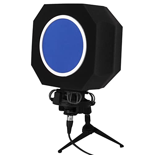 Professional Microphone Isolation Shield with Pop Filter,Reflection Filter for Recording Studios, Sound-absorbing Foam for Noise and Reflection Reduction for Recording,Singing,Podcasts,live stream - color: Blue