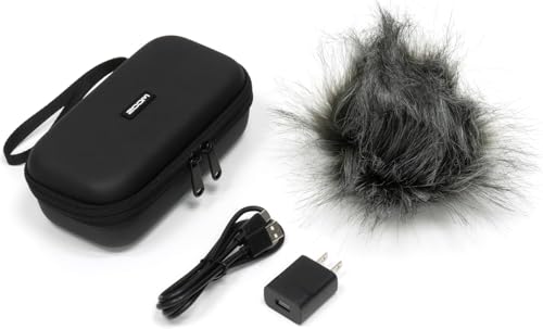 Zoom H4essential 4-Track 32-Bit Float Portable Audio Recorder Bundle with Zoom APH-4e Accessory Pack with Hairy Windscreen, Padded Shell Case, AC Adapter, & USB C-Cable - style: H4essential + APH-4E Accessory Pack